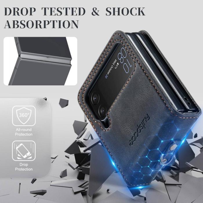 AUTSPACE - AUTSPACE A01 Fodral för Samsung Galaxy Z Flip4 PU Läder - Svart