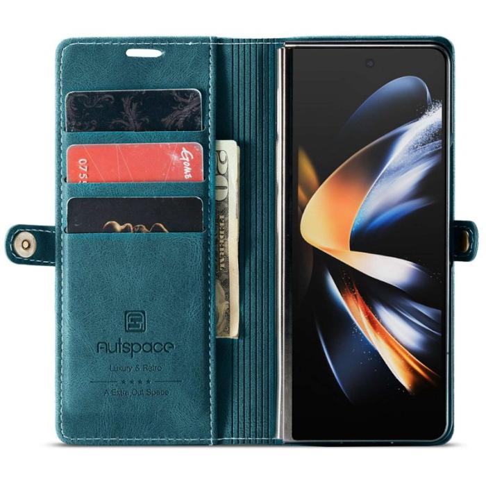 AUTSPACE - AUTSPACE A01 Fodral för Samsung Galaxy Z Fold4 PU Läder - Blå