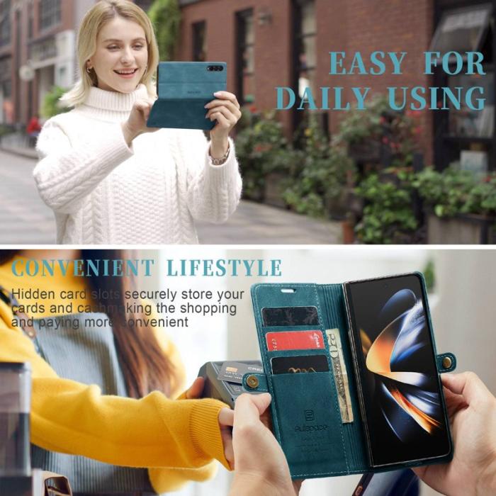 AUTSPACE - AUTSPACE A01 Fodral för Samsung Galaxy Z Fold4 PU Läder - Blå