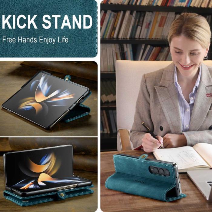 AUTSPACE - AUTSPACE A01 Fodral för Samsung Galaxy Z Fold4 PU Läder - Blå