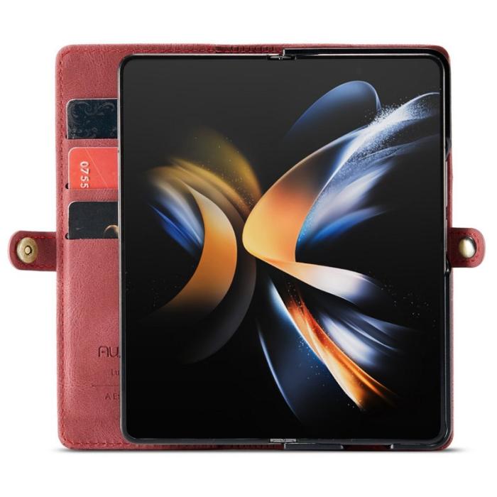 AUTSPACE - AUTSPACE A01 Fodral för Samsung Galaxy Z Fold4 PU Läder - Röd