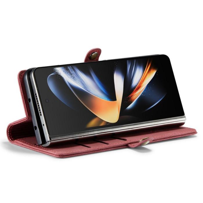 AUTSPACE - AUTSPACE A01 Fodral för Samsung Galaxy Z Fold4 PU Läder - Röd