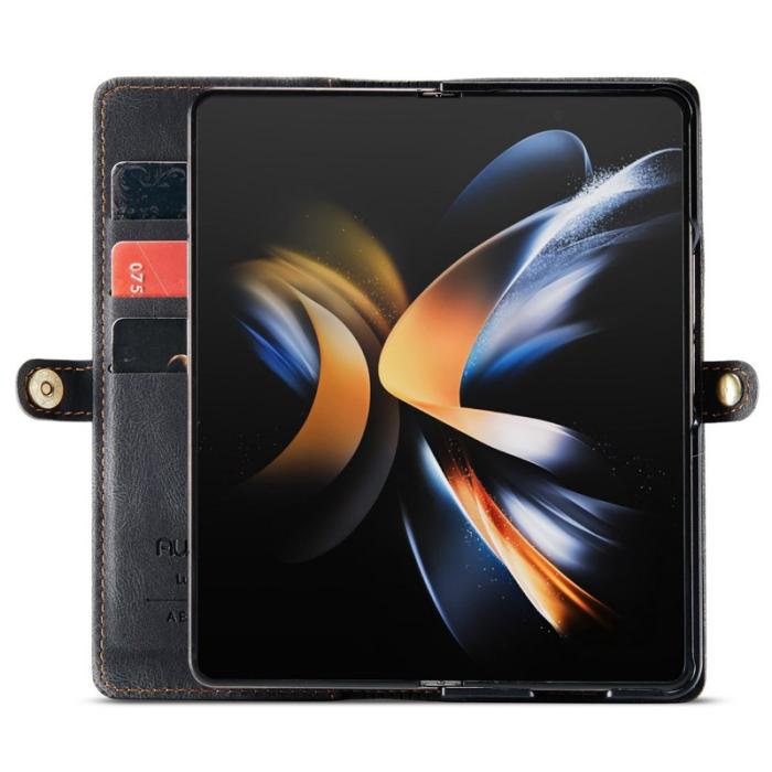 AUTSPACE - AUTSPACE A01 Fodral för Samsung Galaxy Z Fold4 PU Läder - Svart