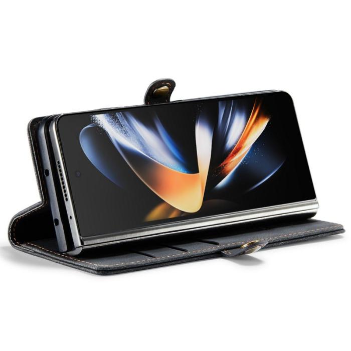 AUTSPACE - AUTSPACE A01 Fodral för Samsung Galaxy Z Fold4 PU Läder - Svart