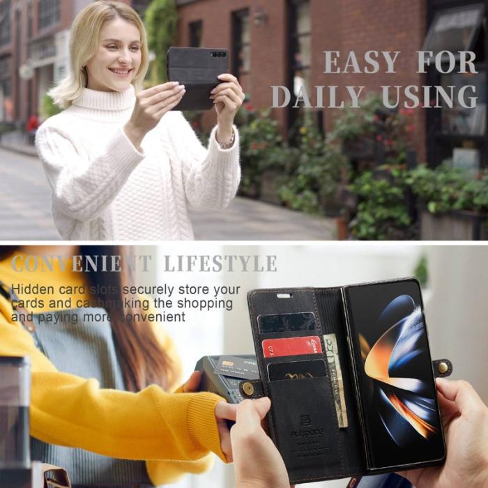 AUTSPACE - AUTSPACE A01 Fodral för Samsung Galaxy Z Fold4 PU Läder - Svart