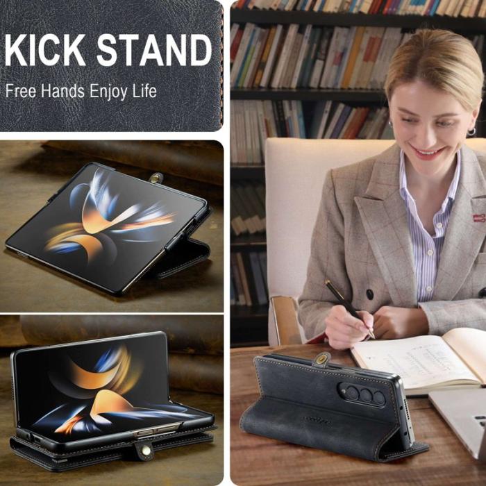 AUTSPACE - AUTSPACE A01 Fodral för Samsung Galaxy Z Fold4 PU Läder - Svart