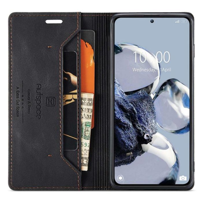 AUTSPACE - AUTSPACE A01 Fodral för Xiaomi 12T 5G - Äkta läder - Svart