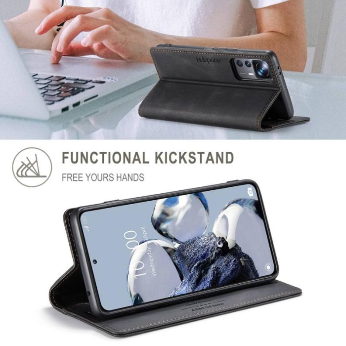 AUTSPACE - AUTSPACE A01 Fodral för Xiaomi 12T 5G - Äkta läder - Svart