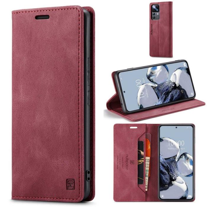 AUTSPACE - AUTSPACE A01 Fodral för Xiaomi 12T 5G - PU läder - Röd