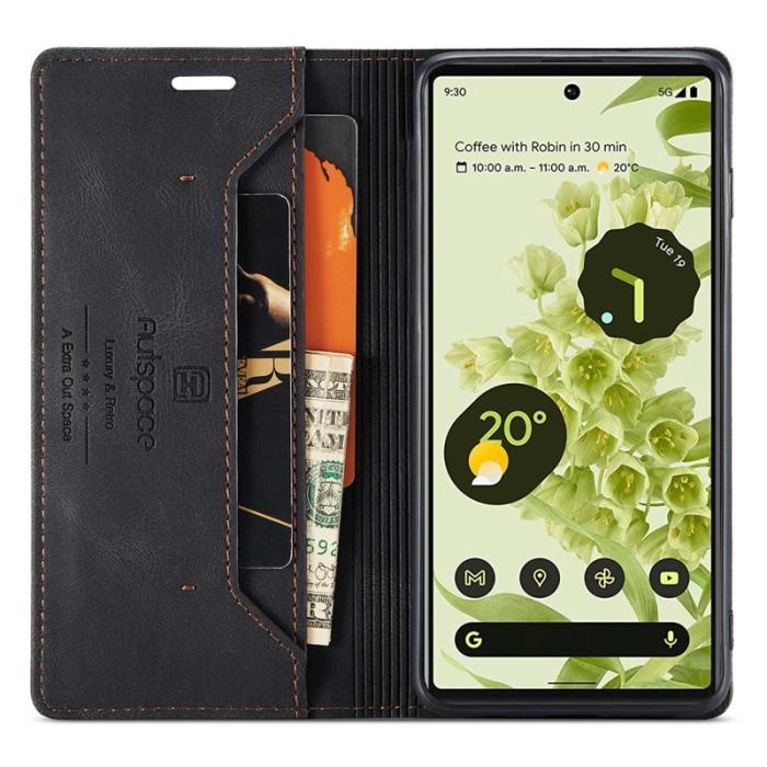 AUTSPACE - AUTSPACE A01 Google Pixel 6 Fodral PU Läder - Svart