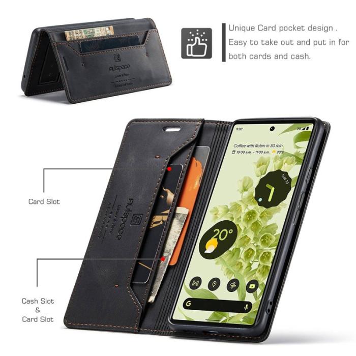 AUTSPACE - AUTSPACE A01 Google Pixel 6 Fodral PU Läder - Svart