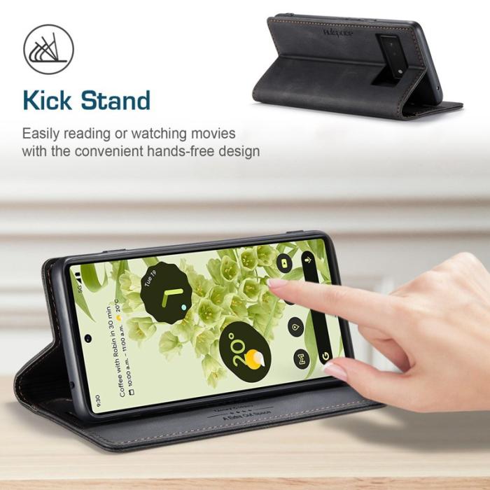 AUTSPACE - AUTSPACE A01 Google Pixel 6 Fodral PU Läder - Svart