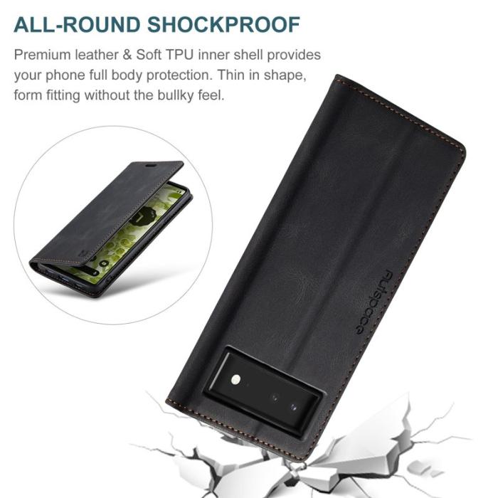 AUTSPACE - AUTSPACE A01 Google Pixel 6 Fodral PU Läder - Svart