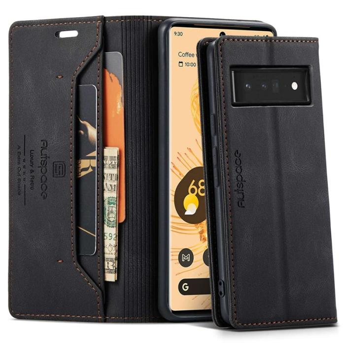AUTSPACE - AUTSPACE A01 Google Pixel 6 Pro Fodral PU Läder - Svart