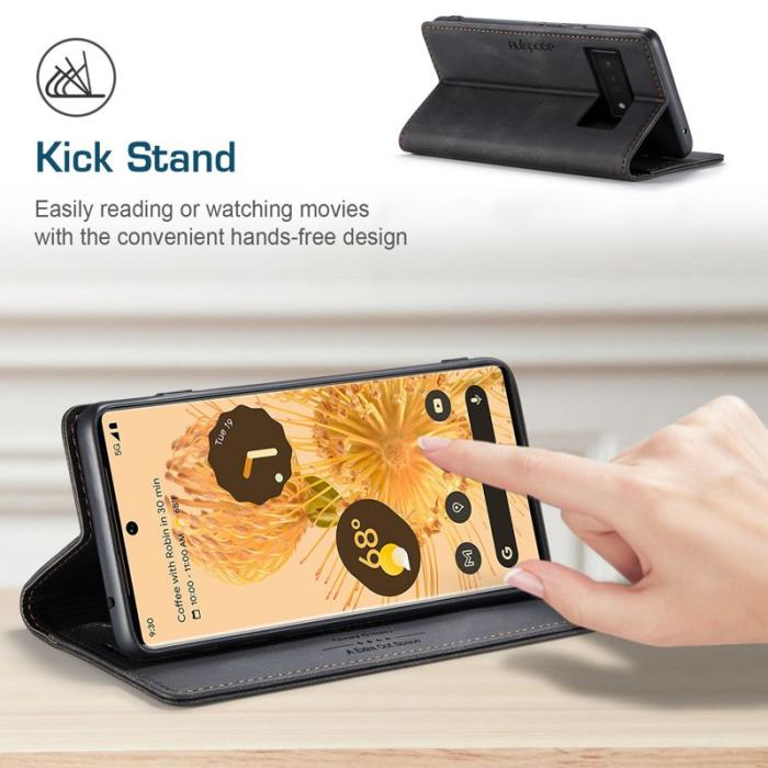 AUTSPACE - AUTSPACE A01 Google Pixel 6 Pro Fodral PU Läder - Svart