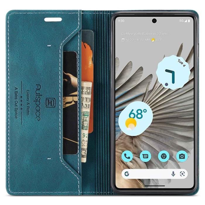 AUTSPACE - AUTSPACE A01 Google Pixel 7 Pro Fodral Retro Matte PU Läder - Blå