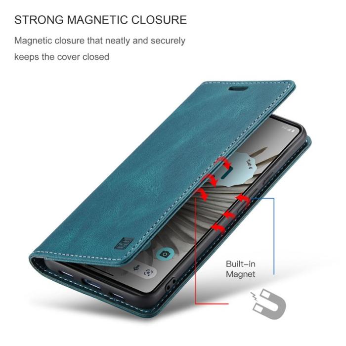 AUTSPACE - AUTSPACE A01 Google Pixel 7 Pro Fodral Retro Matte PU Läder - Blå