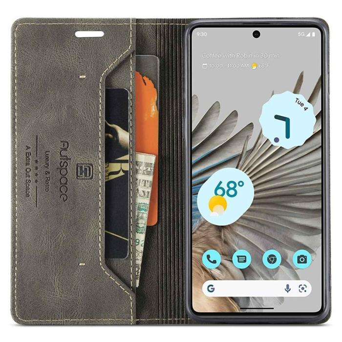 AUTSPACE - AUTSPACE A01 Google Pixel 7 Pro Fodral - Retro Matte PU Läder - Coffee