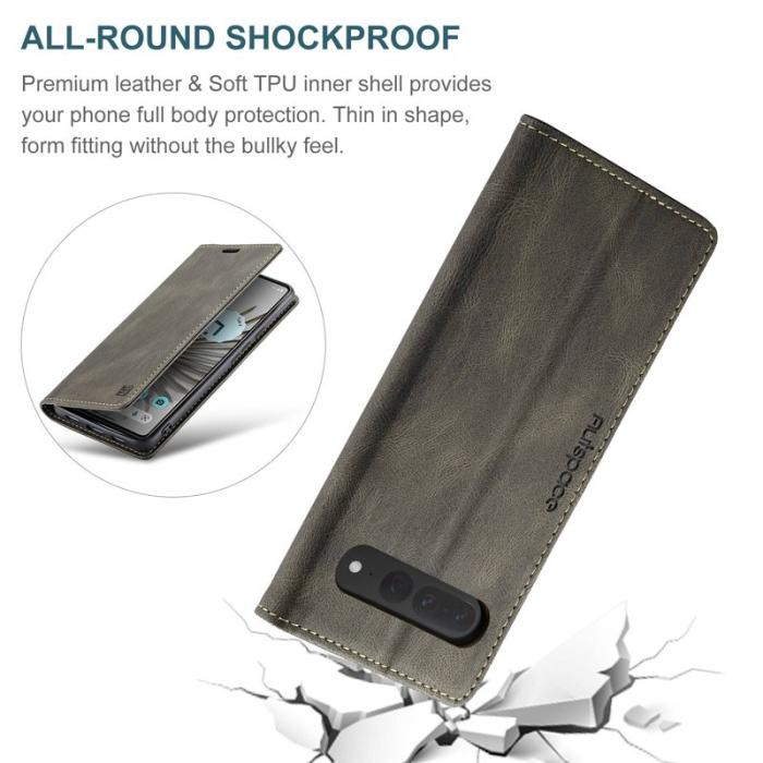 AUTSPACE - AUTSPACE A01 Google Pixel 7 Pro Fodral - Retro Matte PU Läder - Coffee