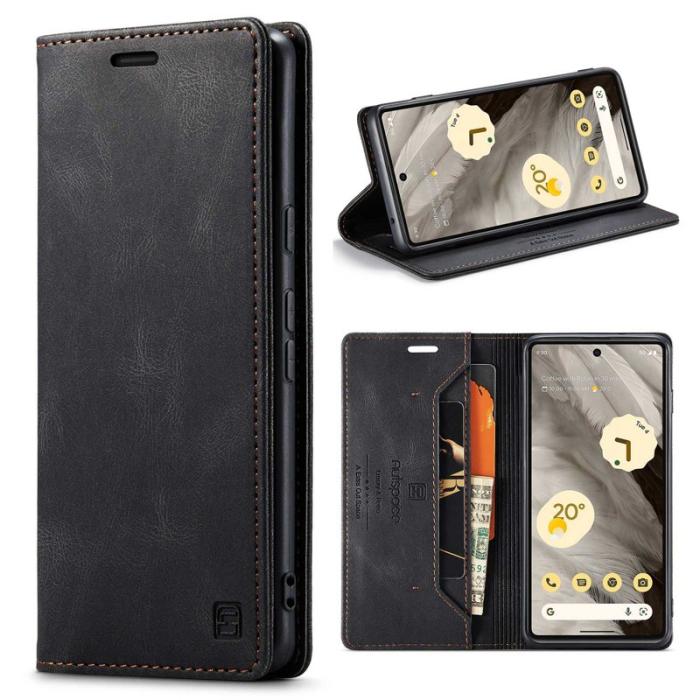 AUTSPACE - AUTSPACE A01 Google Pixel 7 Pro Fodral - Retro Matte PU Läder - Svart