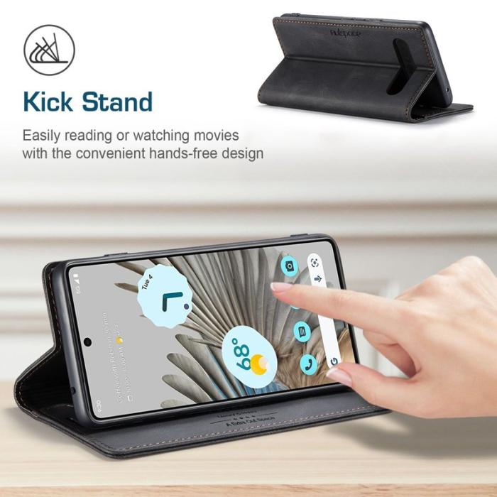 AUTSPACE - AUTSPACE A01 Google Pixel 7 Pro Fodral - Retro Matte PU Läder - Svart