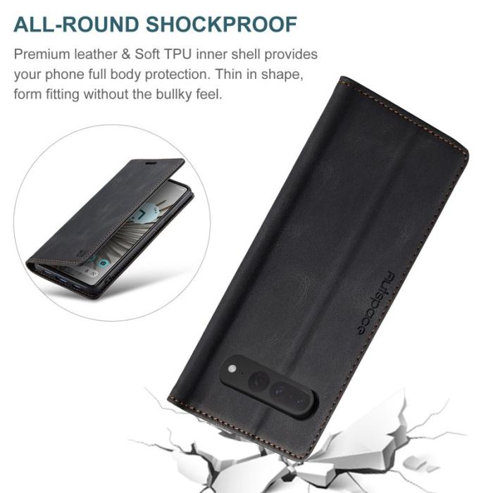 AUTSPACE - AUTSPACE A01 Google Pixel 7 Pro Fodral - Retro Matte PU Läder - Svart