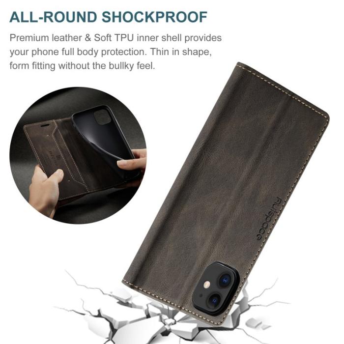 AUTSPACE - AUTSPACE A01 iPhone 11 Fodral Äkta läder - Kaffe