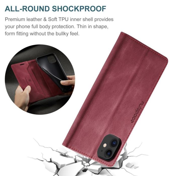 AUTSPACE - AUTSPACE A01 iPhone 11 Fodral Äkta läder - Röd