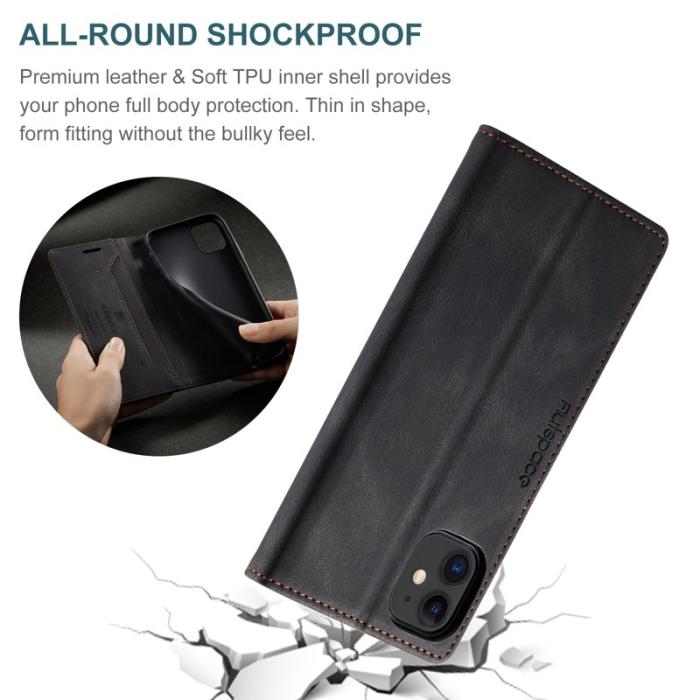 AUTSPACE - AUTSPACE A01 iPhone 11 Fodral Äkta läder - Svart