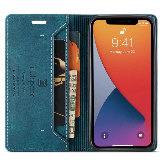 AUTSPACE - AUTSPACE A01 iPhone 12/12 Pro Fodral PU Läder - Blå