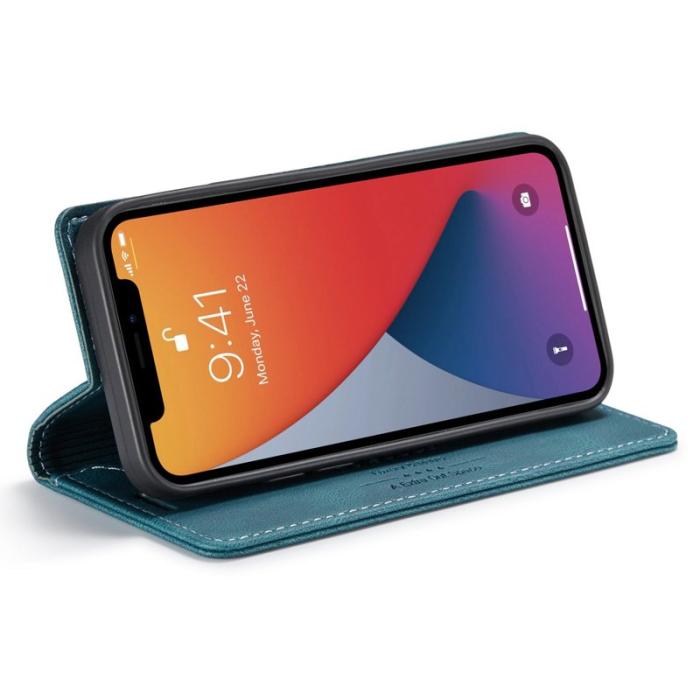 AUTSPACE - AUTSPACE A01 iPhone 12/12 Pro Fodral PU Läder - Blå