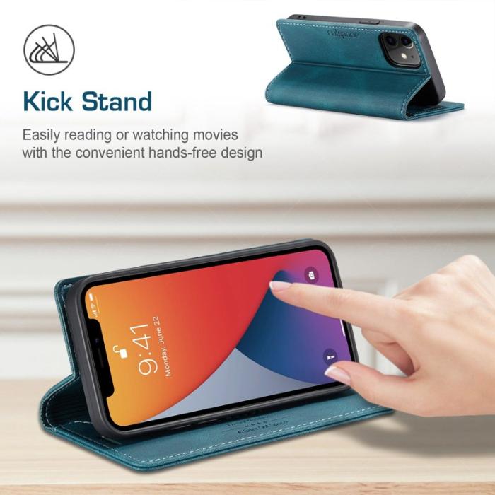 AUTSPACE - AUTSPACE A01 iPhone 12/12 Pro Fodral PU Läder - Blå