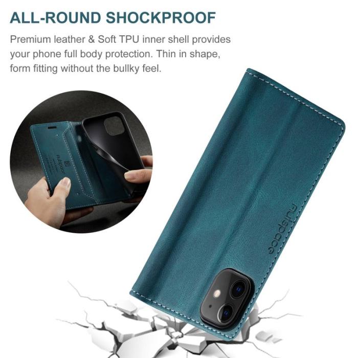 AUTSPACE - AUTSPACE A01 iPhone 12/12 Pro Fodral PU Läder - Blå