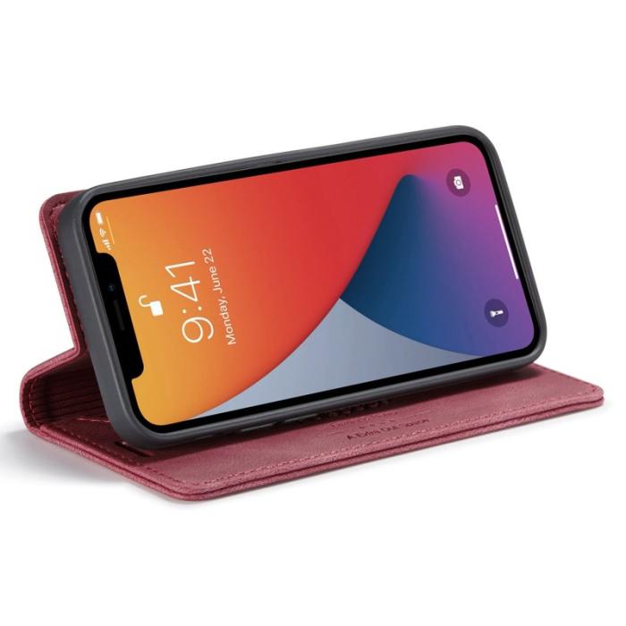 AUTSPACE - AUTSPACE A01 iPhone 12/12 Pro Fodral PU Läder - Röd