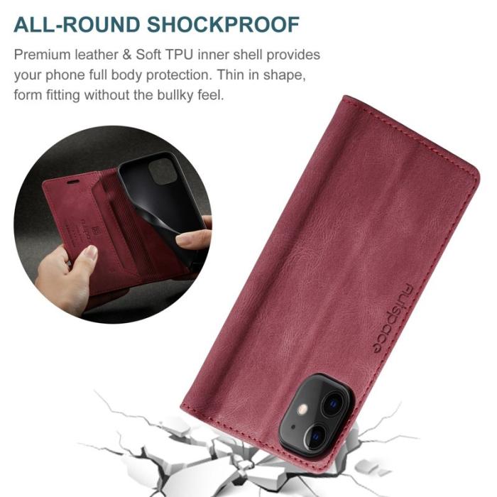 AUTSPACE - AUTSPACE A01 iPhone 12/12 Pro Fodral PU Läder - Röd