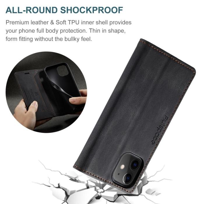 AUTSPACE - AUTSPACE A01 iPhone 12/12 Pro Fodral PU Läder - Svart