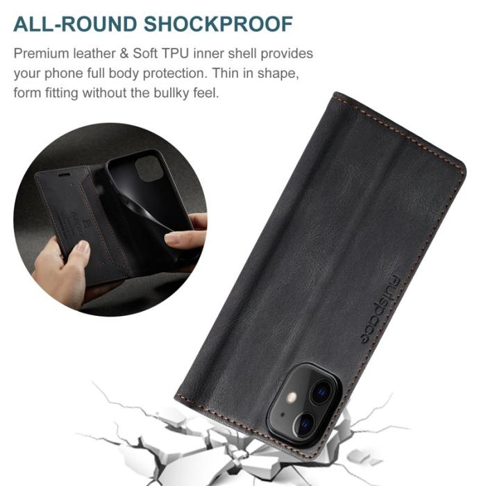 AUTSPACE - AUTSPACE A01 iPhone 12 mini Skal Äkta läder - Svart