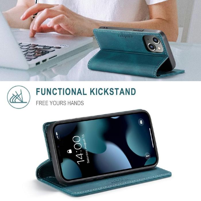 AUTSPACE - AUTSPACE A01 iPhone 13 mini Skal Äkta läder - Blå