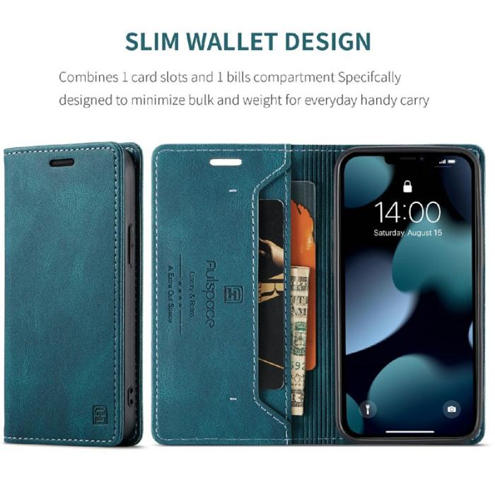 AUTSPACE - AUTSPACE A01 iPhone 13 mini Skal Äkta läder - Blå