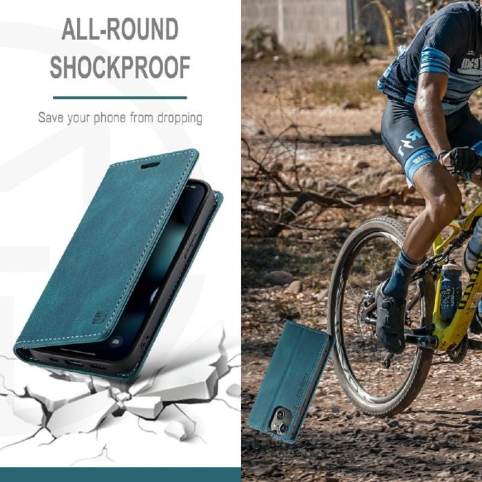 AUTSPACE - AUTSPACE A01 iPhone 13 mini Skal Äkta läder - Blå