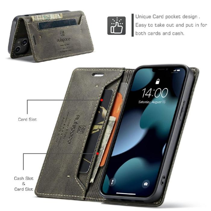 AUTSPACE - AUTSPACE A01 iPhone 13 mini Skal Äkta läder - Brun