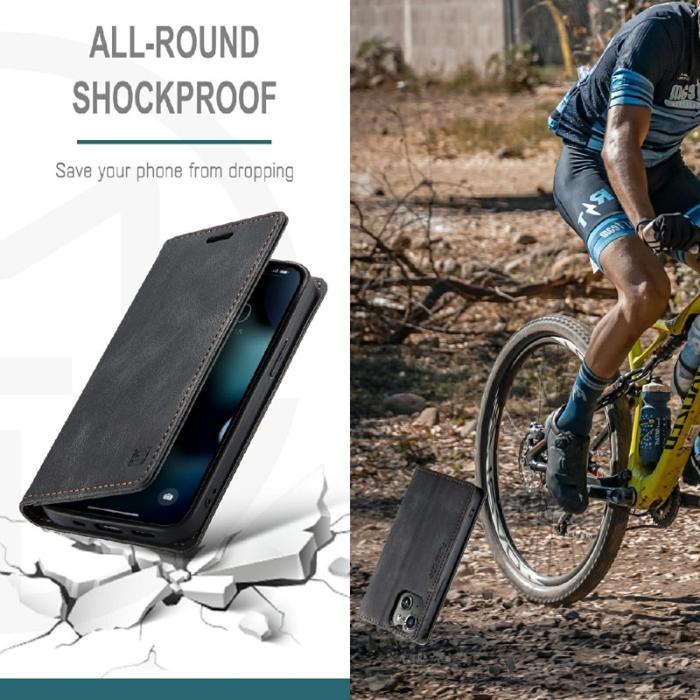 AUTSPACE - AUTSPACE A01 iPhone 13 mini Skal Äkta läder - Svart