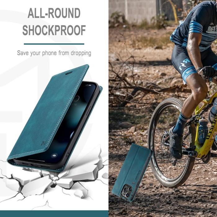 AUTSPACE - AUTSPACE A01 iPhone 13 Pro Skal Äkta läder - Blå