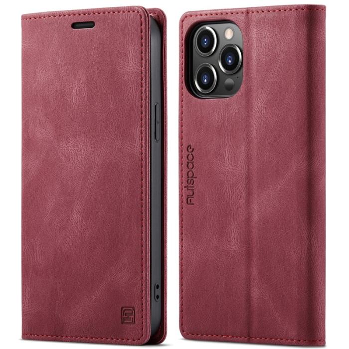 AUTSPACE - AUTSPACE A01 iPhone 13 Pro Skal Äkta läder - Röd