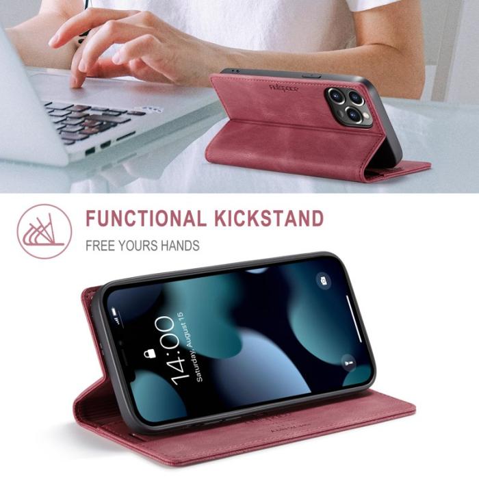 AUTSPACE - AUTSPACE A01 iPhone 13 Pro Skal Äkta läder - Röd