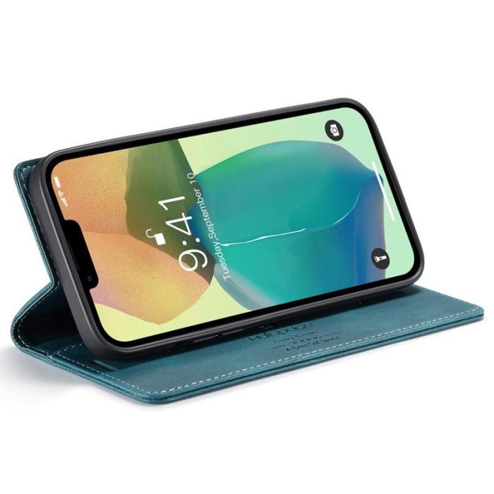 AUTSPACE - AUTSPACE A01 iPhone 14 Fodral Retro Matte PU Läder - Blå