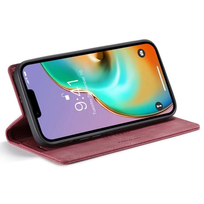 AUTSPACE - AUTSPACE A01 iPhone 14 Fodral Retro Matte PU Läder - Röd