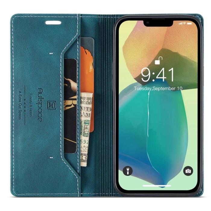 AUTSPACE - AUTSPACE A01 iPhone 14 Plus Fodral PU Läder - Blå