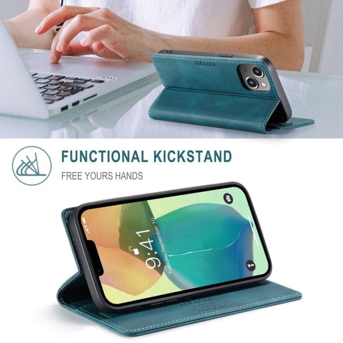 AUTSPACE - AUTSPACE A01 iPhone 14 Plus Fodral PU Läder - Blå