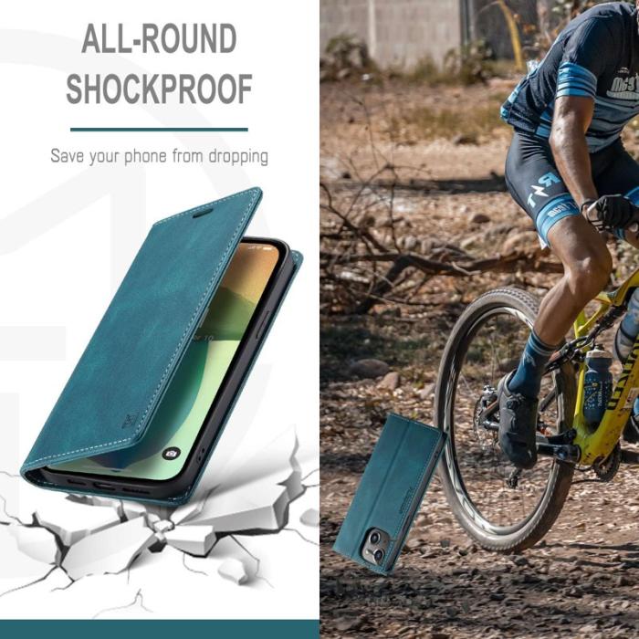 AUTSPACE - AUTSPACE A01 iPhone 14 Plus Fodral PU Läder - Blå